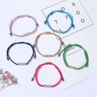 Crystal Infinite Shape Evil Eye Rope Bracelets Sweet Girls Red Black String Bracelets Gift For Friends Women Wedding Jewelry