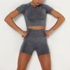 Fashion Women's Seamless Sports Short Sleeve Shorts Yoga Wear Fitness Set