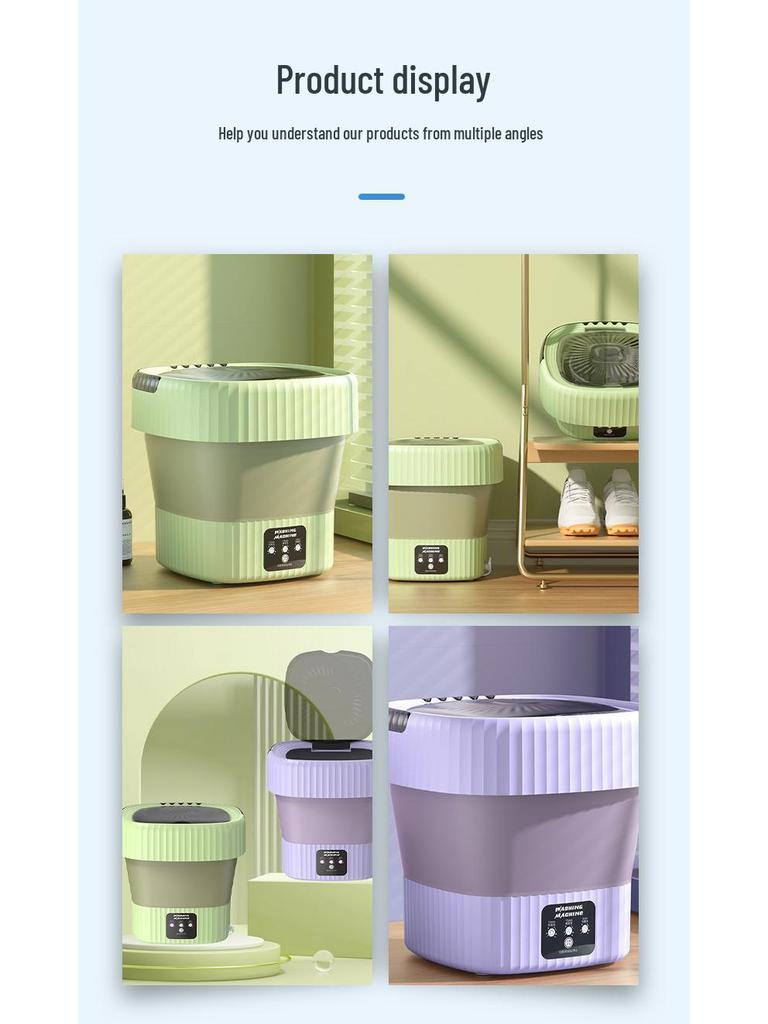 Compact Energy-Saving Automatic Washing Machine with Drain Basket for Underwear & Socks