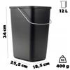 KADAX 12L Trash Can Waste Container Black with Handle Bucket