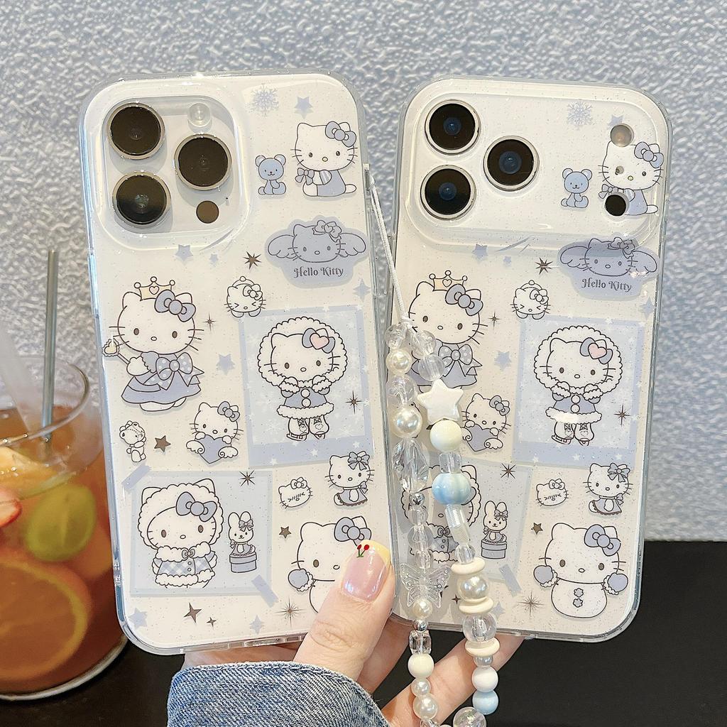 Trendy Double-Sided Cartoon KT Cat Winter Phone Case for iPhone 17 Pro Max - Drop-Proof Design