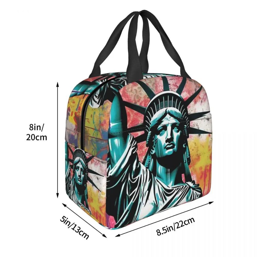 Statue Of Liberty Graffiti Insulated Lunch Bag for Women Office Cooler Thermal Food Box Tote Portable Lunch Boxes Container
