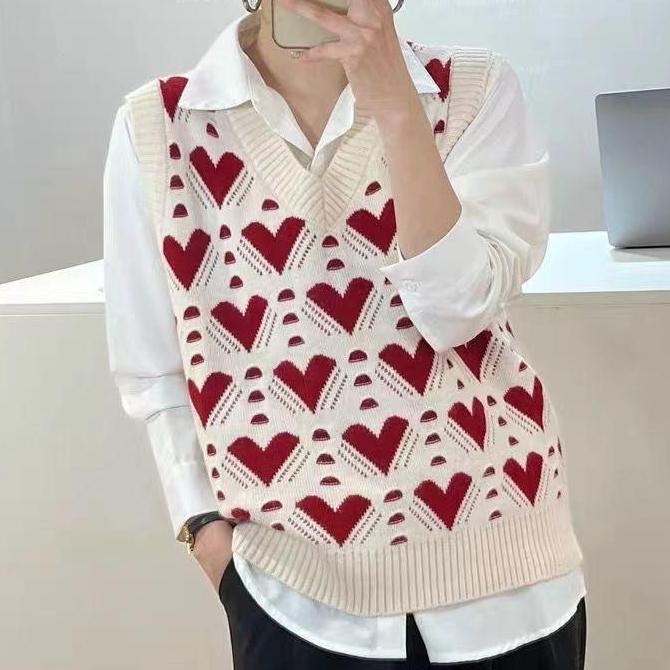 Zima Podzim Dámská Vesta Pletená Love V límec Bez rukávů Ležérní Svetr Strečový pulovr Vesta