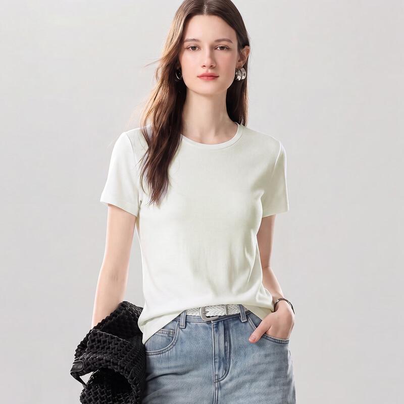 Snowforte Women s Basic Knitted Short Sleeve Tee S белый
