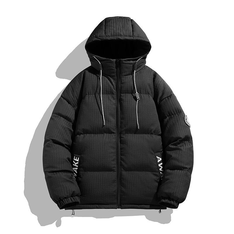 

Winter Hooded Loose and Versatile Windproof and Cold Cotton-padded Clothes Men s and Women s Solid Color Hooded Cotton-padded Clothes 3XL чорний