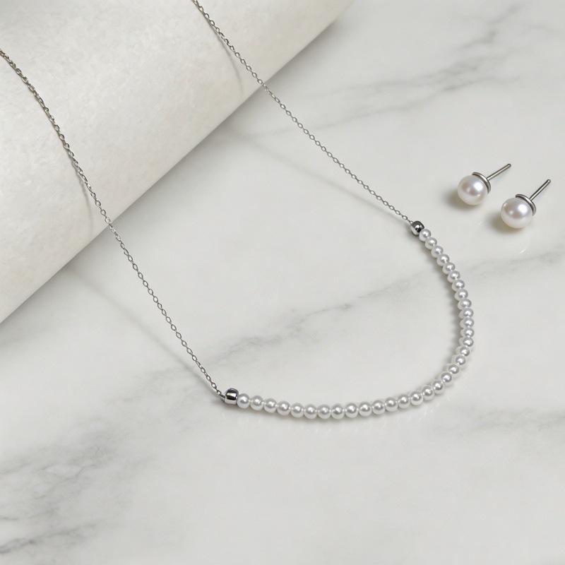 S925 Sterling Silver Smiley Face Pearl Necklace - Women s Fashion Clavicle Chain 925 Silver