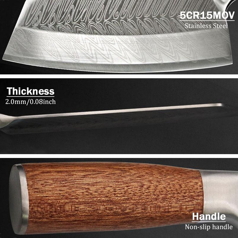 1PC 3PCS Stainless Steel Chef Knife Kitchen Supplies Meat Cleaver Vegetable Chopper Sharp Boning Knife Wood Handle Household