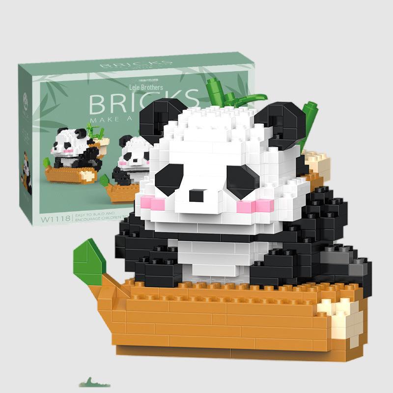 Stavebnice Huahua Chinese Panda - Kompatibilní s Legem, sestavou malých puzzle, dekorativními hračkami