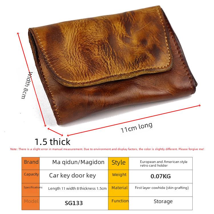 Vintage Vegetable Tanned Cowhide Accordion Card Holder and Simple Driver's License Case