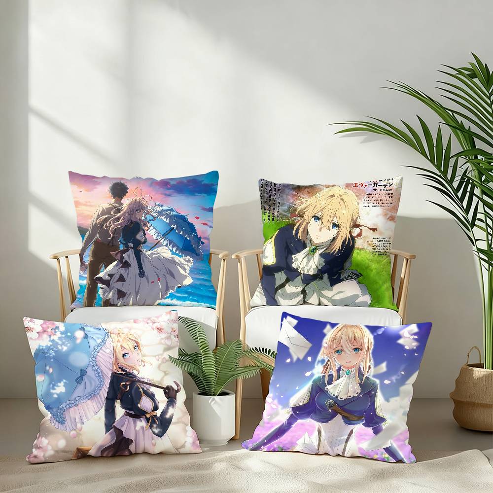 Anime Violet Evergarden Pillow Case Plush Fabric Soft Pillowcase Double Sided Print Cushion Cover Household Gifts