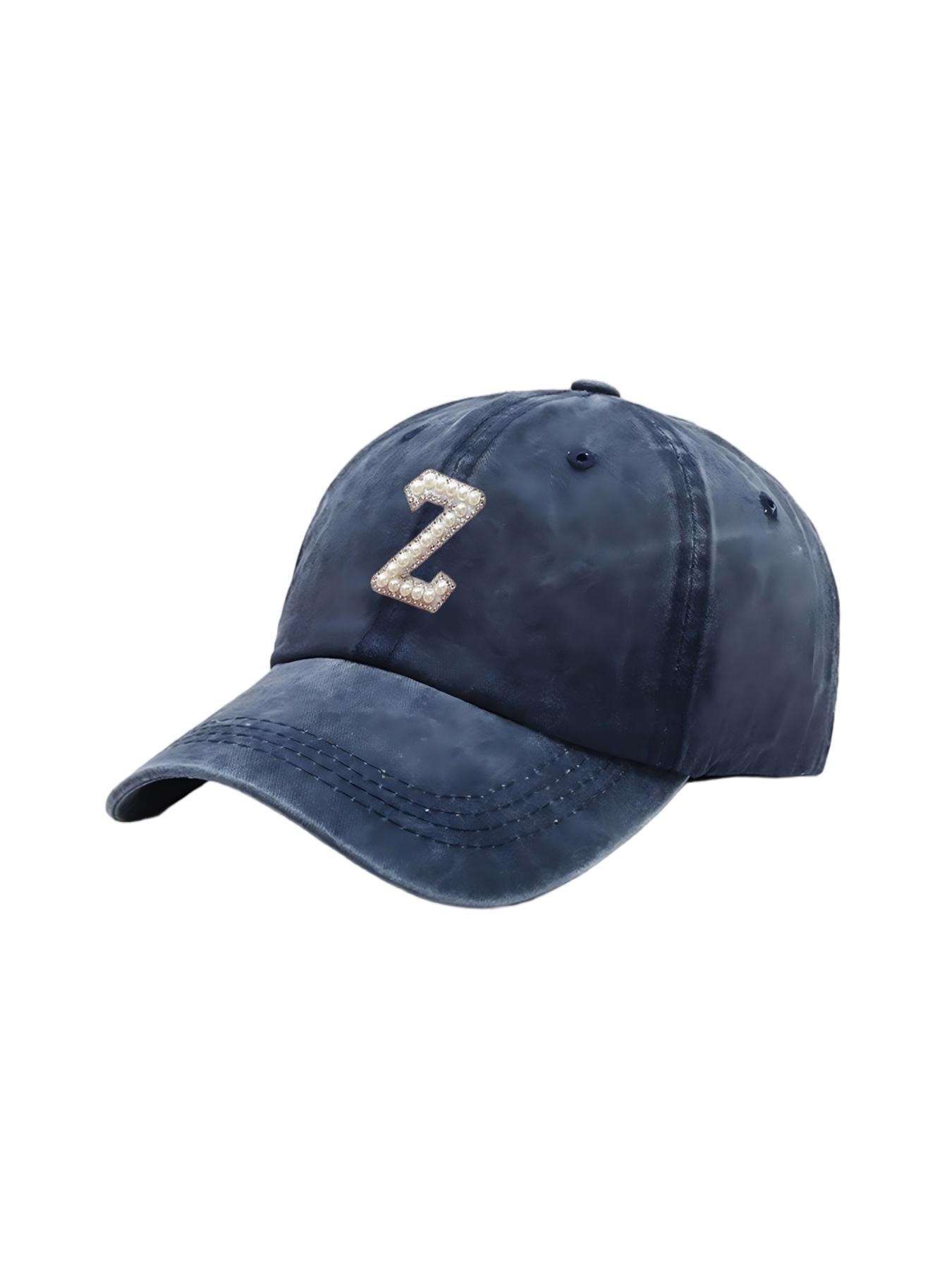 

1Pc A-Z 26 Letter Unisex Outdoors Fashionable Washed Baseball Cap, Adjustable Outdoor Sun Protection Casual Hat One Size