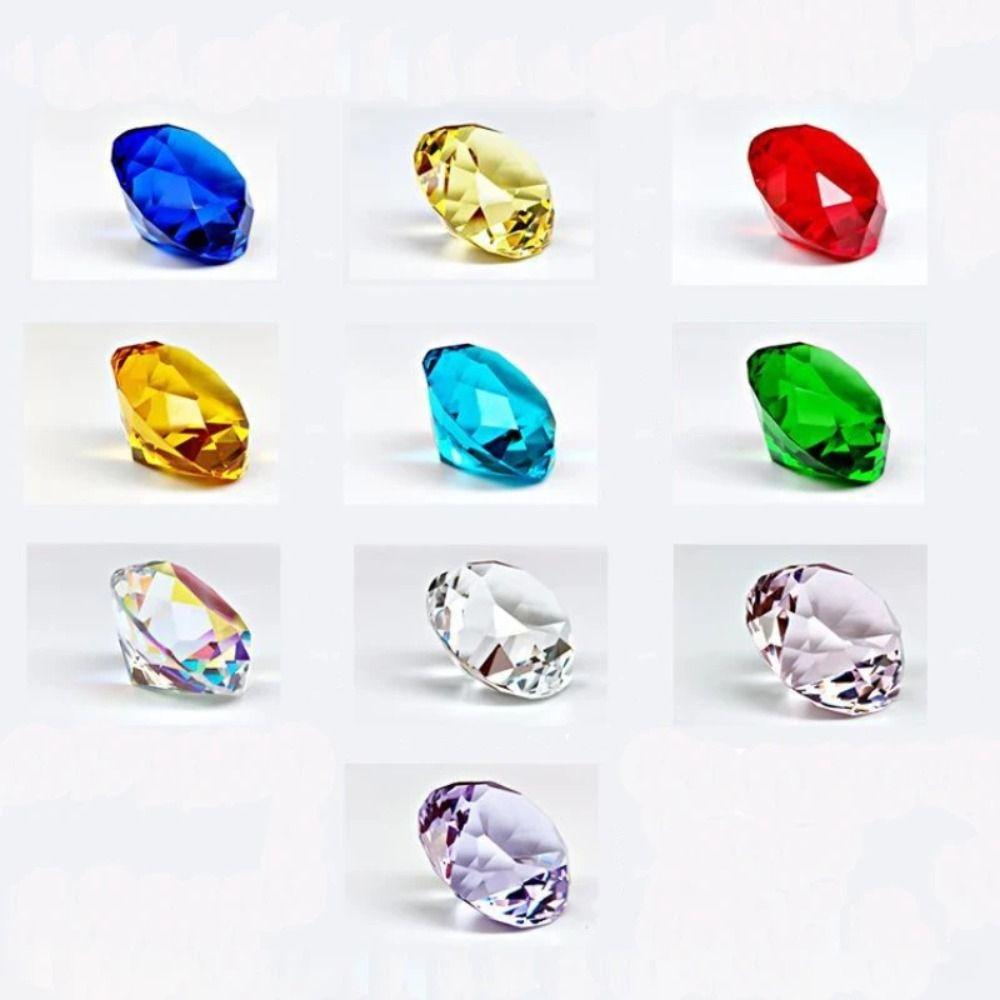 10pcs 25mm Crystal Diamond Multicolor Vase Filler Gems Jewels Diamond Shaped Paperweight Home Decor Wedding Decorations