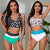 European and American Style Women's Polka Dot Patchwork Bikini Swimsuit Two-Piece Swimwear
