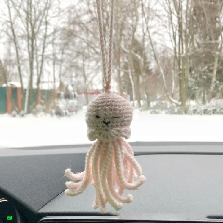 Car Interior Decoration Rearview Mirror Hanging Decor Handmade Octopus Ornament