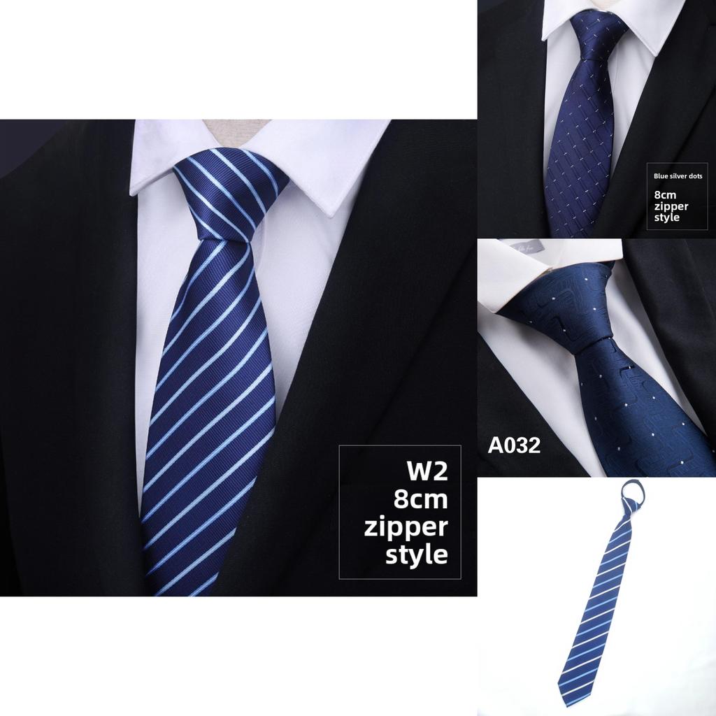 Men Kids Striped Pattern Tie With Zipper Closure For Formal Ceremonies