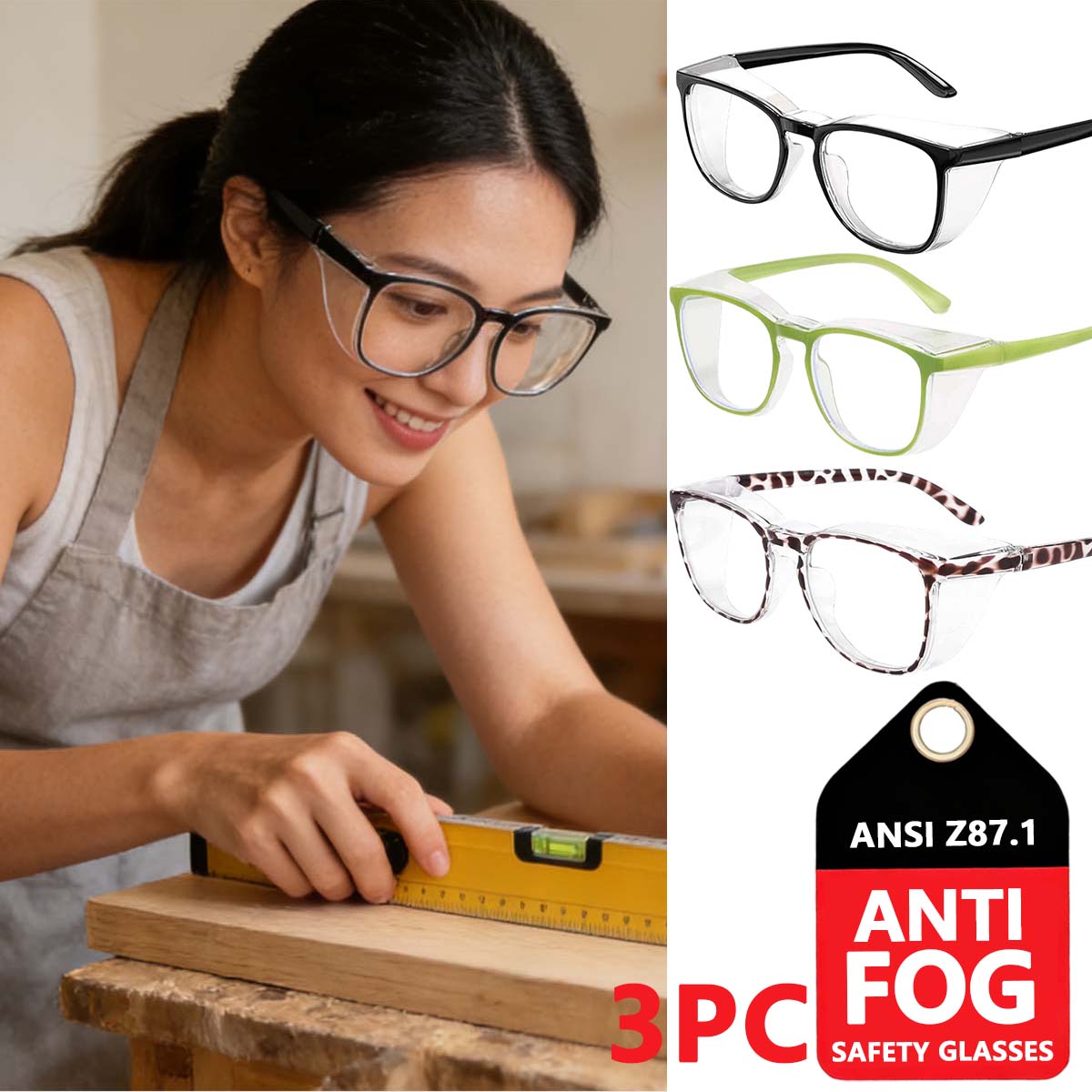 

lab glasses no fog safety glasses asin z87.1 safety glasses for men | blue light blocking safety goggles HM9