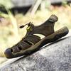 FashionGenuine Leather Men Sandals Anti-collision Toe Summer Shoes Outdoor Water Flats Quick Dry Wading Aqua Shoes Man Non-Slip Sandals