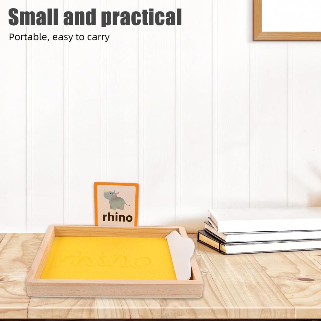 VICASKY 1 Set Sand Tray, Wooden Educational Montessori Sand Tray for Classroom Use, Early Education, Preschool Montessori Toys, Yellow