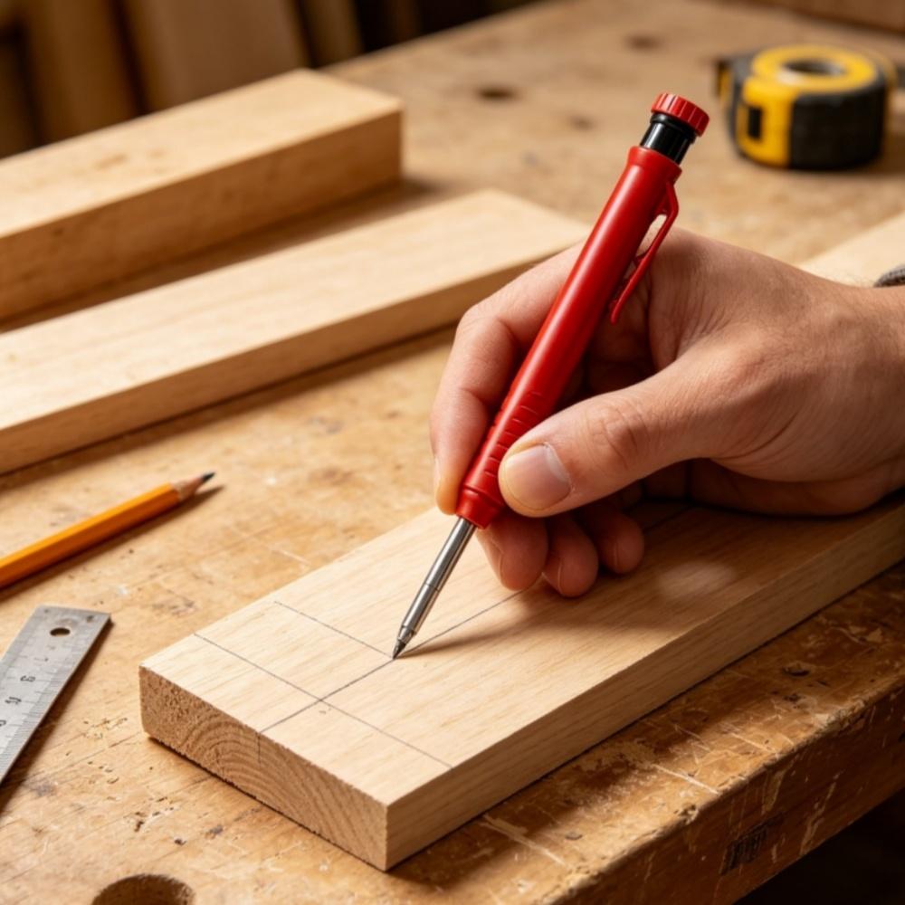 Solid Carpenter Mechanical Pencil with Sharpener Woodworking Drawing Pencil Tools 3 Colors Refill Construction Stationery
