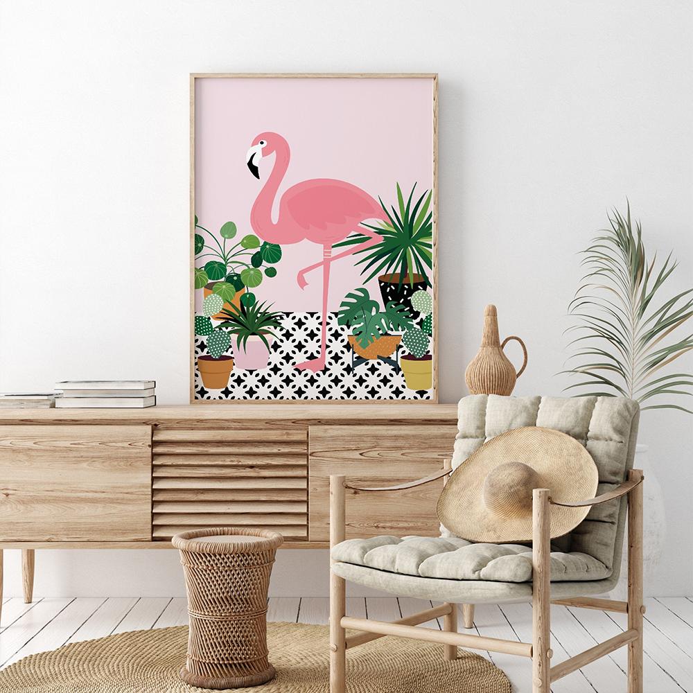 Tropical Plant Tiger Wall Art Canvas Painting  Animal Flamingo Posters And Prints Wall Pictures For Living Room Boho Home Decor No Frame