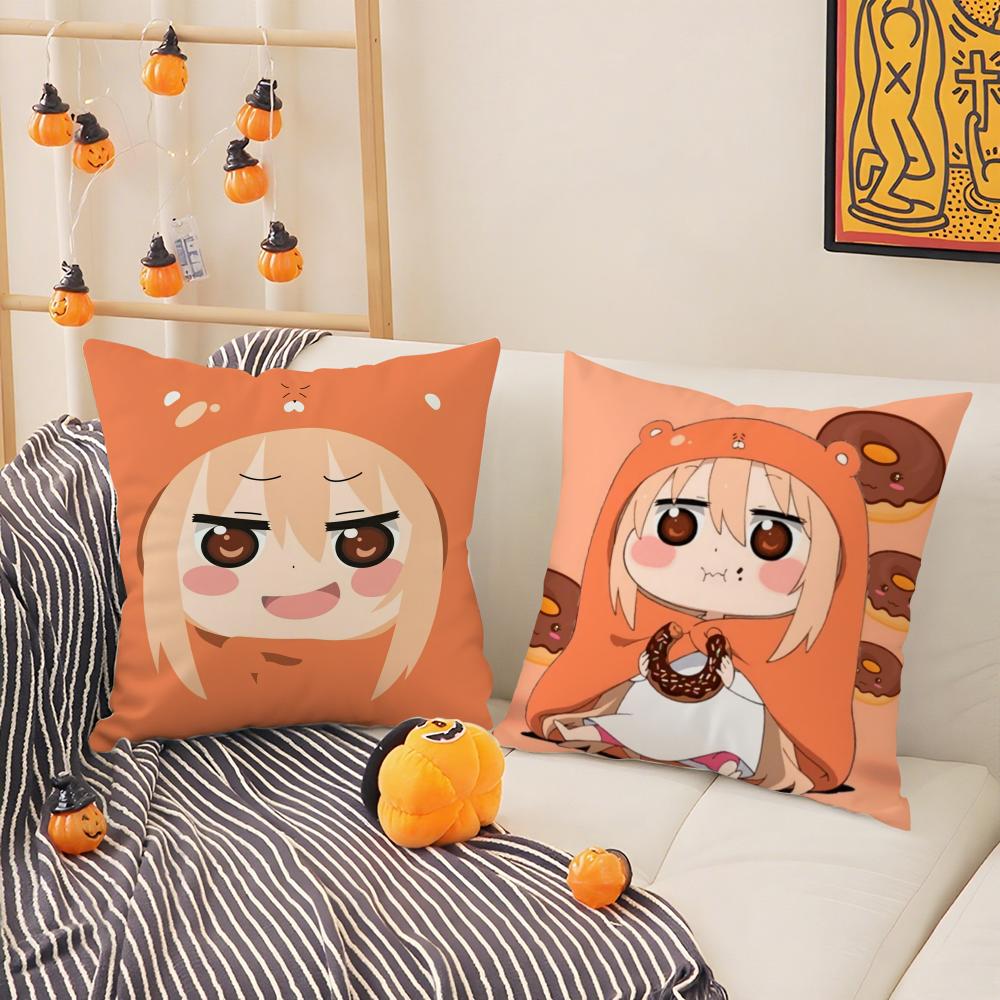 Cute Anime Himouto! Umaru-Chan-H Pillow Case Silky Short Plush With Invisible Zipper Dustproof Sofa Cushion Cover For Home Decor