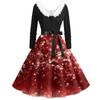 Women's Fashion V-Neck Casual Slim Christmas Printed Long Sleeve Hair Collar Dresses