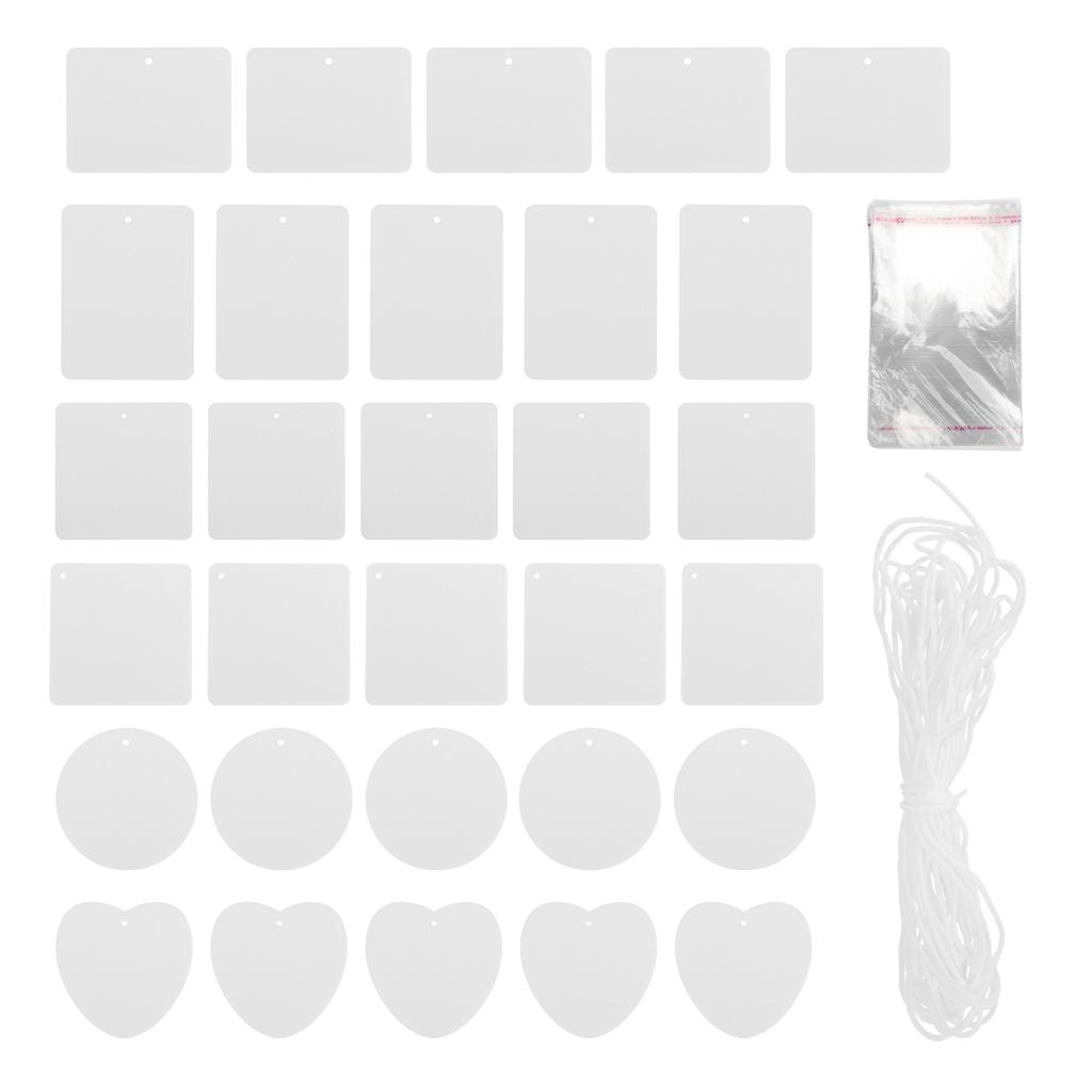 30pcs Felt Sheets DIY Thermal Transfer 6 Shapes Air Freshener Hanging Sheets with String for Car Indoor Decoration