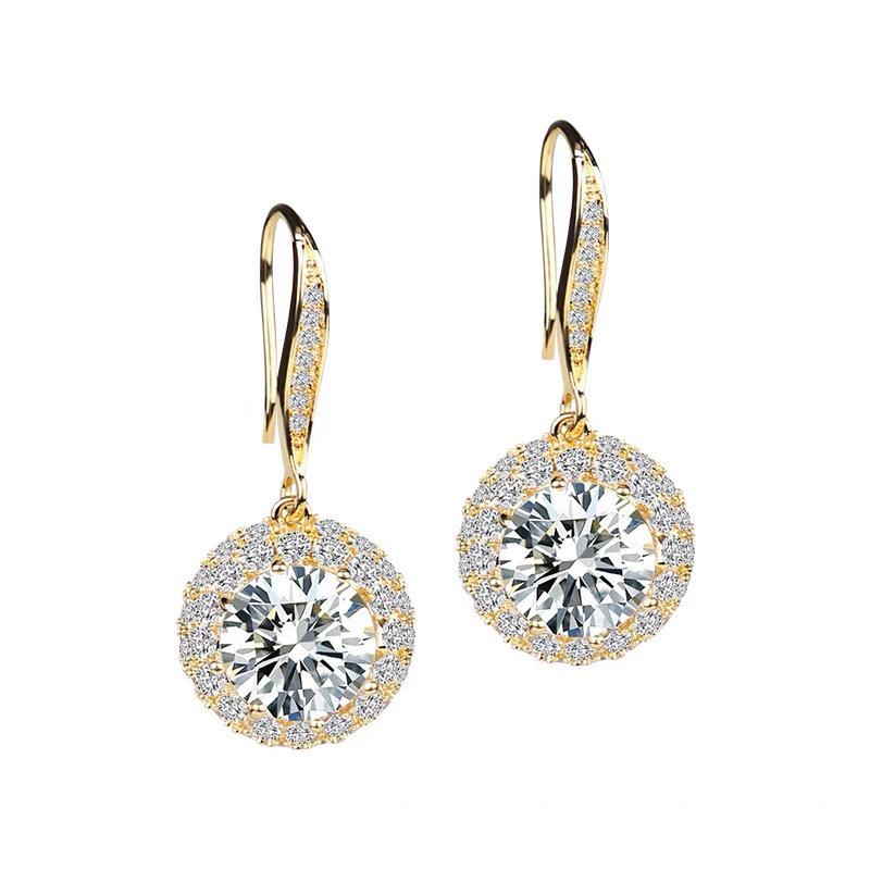 Exquisite High-End Flashy Diamond Earrings with Simple Luxury Design