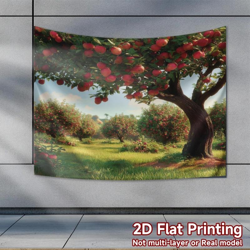 American Apple Tree Landscape Tapestry Wall Hanging Polyester Fiber for Party Wedding Room Decoration Landscape Wall Art 100X70CM