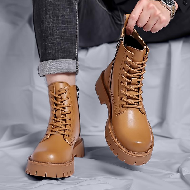Thick soled men's boots Trendy New designer styles Outdoor street walking motorcycle Daily Fashion Party Youth quality Shoes