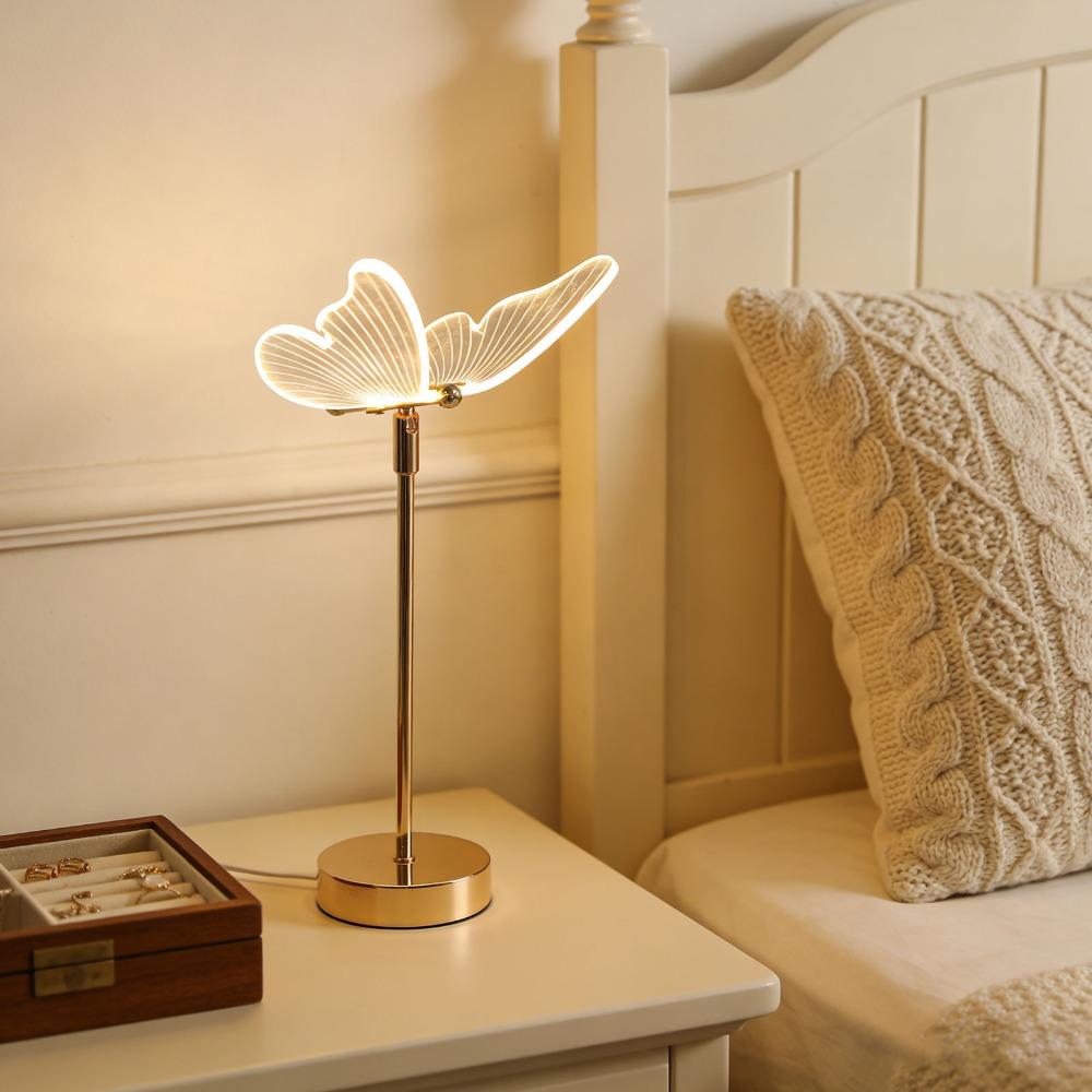 USB Powered Night Light Iron Base and Acrylic Bedside Lamp Modern Table Lamp  Living Room Decor