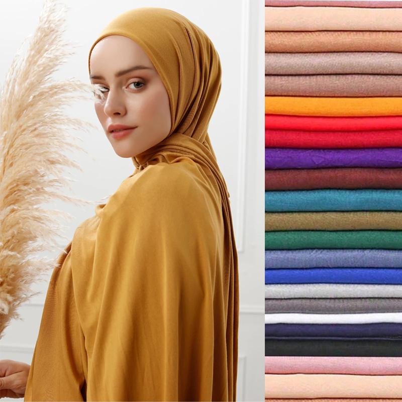 Premium Modal Cotton Jersey Hijab Scarf Muslim Long Shawl Women Plain Soft Turban Tie Head Wraps Africa Female Headband 170X60Cm