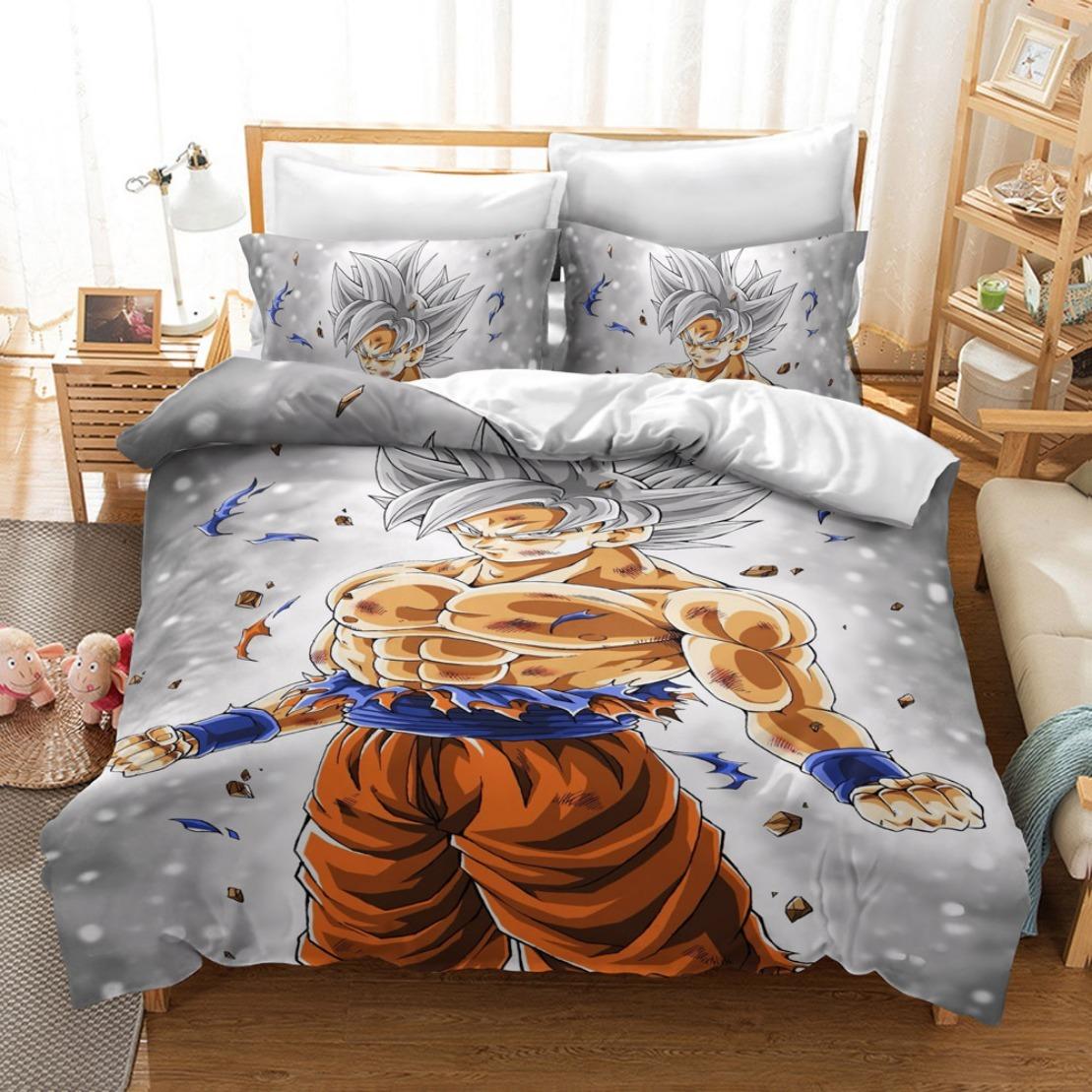 Anime 3D Dragon-Ball Bettbezug, Anime Dragon-Ball Bettwäsche-Set, Bettdeckenbezug-Set, Super Saiyan Bettwäsche-Set 140x210cm 2pcs
