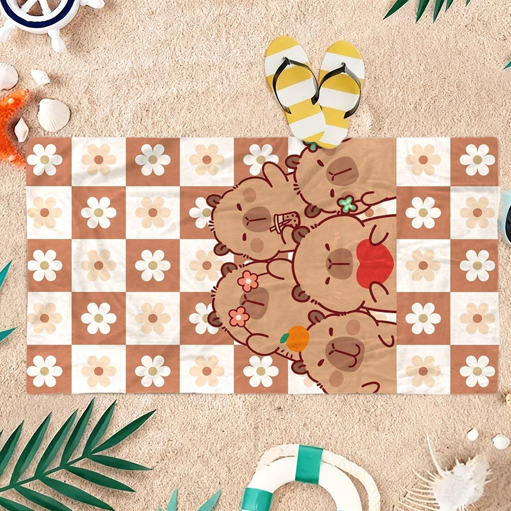 Capybara Cartoon Strandtuch Schnelltrocknend Klein bis Groß Handtuch für Strand Pool Sport Yoga Fitnessstudio Zuhause Handtuch Geschenk für Freund Sandfrei