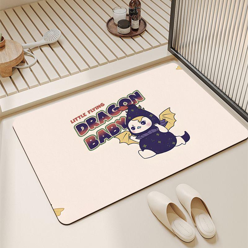 Pink Star Bathroom Floor Mat Household Bathroom Door Personalized Soft Cushion Diatom Mud Creative Illustration Absorbent