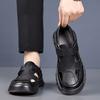 Fashion High Quality Genuine Leather Men's Summer Hollow Breathable Hole Shoes Fashionable Outdoor Men's Casual Toe Cap Sewn Sandals
