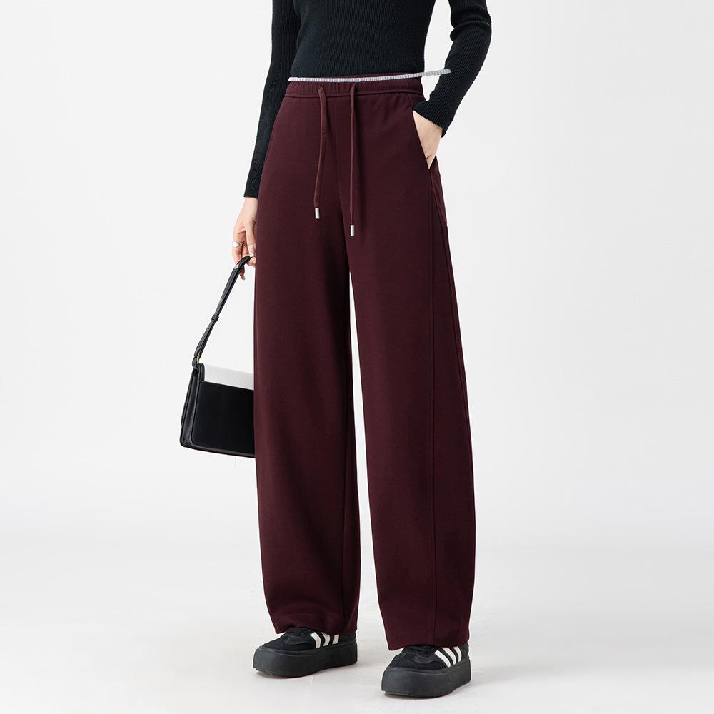 Han Shi Yi Ren Women s High-Waisted Straight-Leg Sports Pants, 2026 Slim Fit, Wide-Leg Casual Style 26