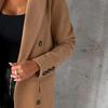 Damen Midi Langer Wollmantel Zweireihiger Trenchcoat Klassisches Revers Peacoat Herbst Winter Übermantel