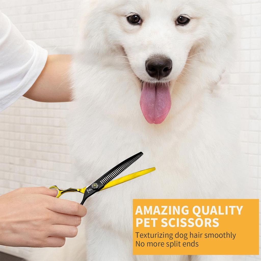 SANGELAR 7,5-calowe profesjonalne nożyczki do pielęgnacji zwierząt Chunker Scissors 440C stalowe nożyczki do przerzedzania Wytrzymałe płynne ruchy Precyzyjne cięcie dla psów i kotów