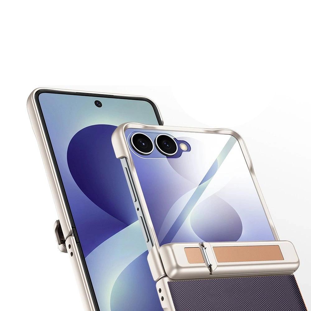 Samsung Galaxy Z Flip 8 Hülle, Scharnier-Ständer, mit Glas für äußeren Bildschirm, Lila