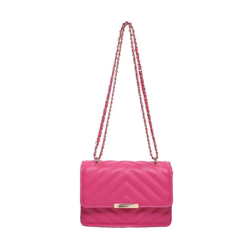 

Rhombus indentation embroidery thread temperament simple popular small square bag 2024 summer new foreign style shoulder messenger bag рожевий червоний колір
