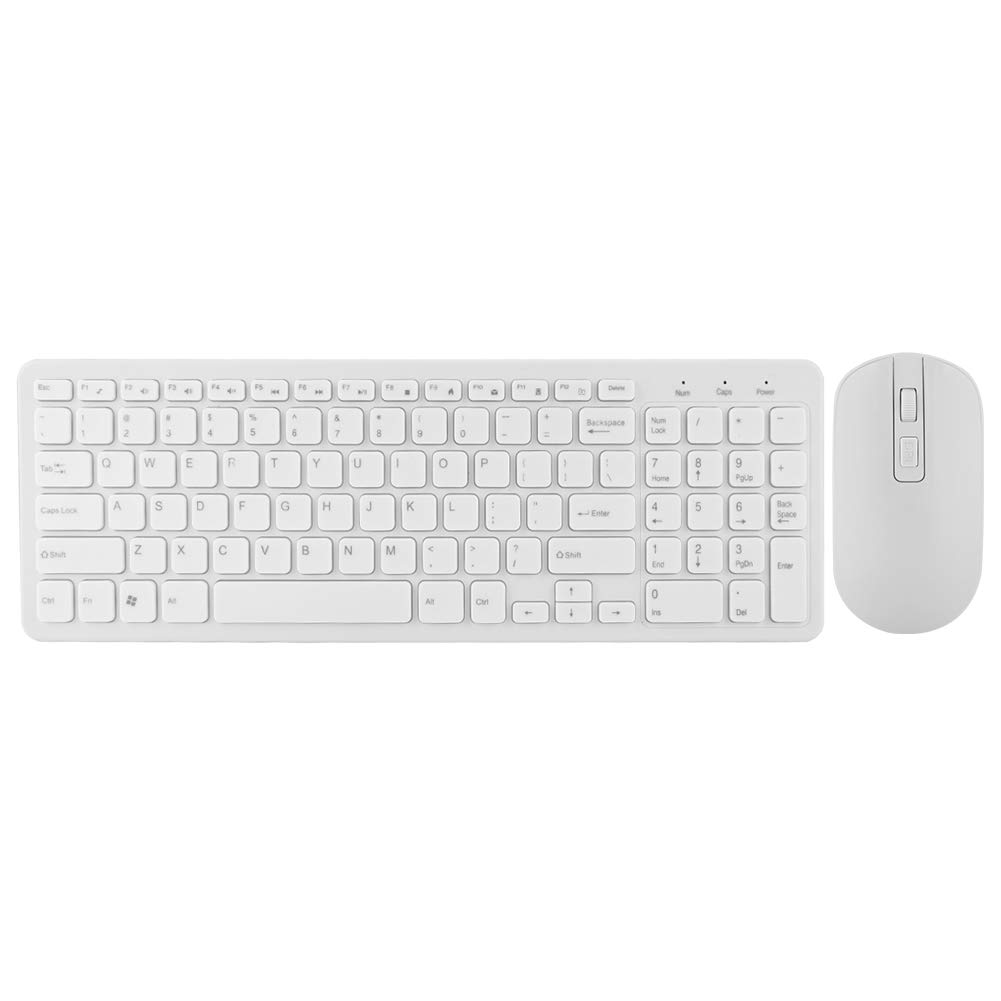 Wireless Keyboard and Mouse Multifunction Wireless Keyboard and Mouse Set for Windows and No Available in and White Combo, 2.4G 108-Key
