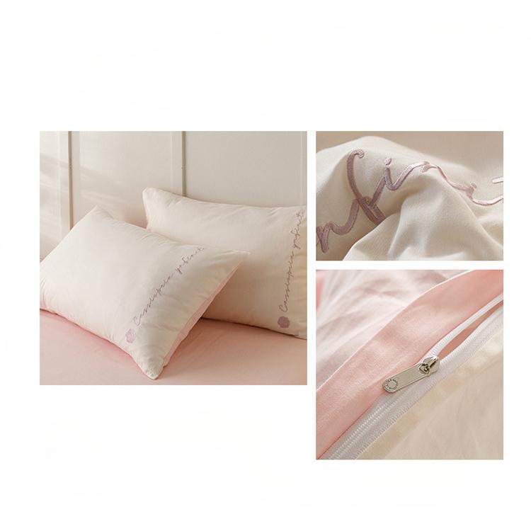 Kleines, frisches vierteiliges Set aus reiner Baumwolle, bedrucktes Set aus reinem Baumwolltwill, Einzel- und Doppelbettbezug, Bettlaken, Kissen, dreiteiliges Set