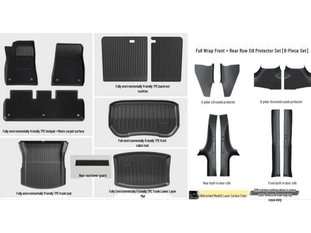 New Tesla Model 3Y Full Coverage TPE Floor Mats for Car Modification