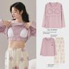 Women's Cartoon Long-Sleeve Pajamas with Chest Pads - Lightweight Home Loungewear for Autumn and Spring