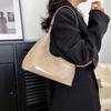 Glossy Shoulder Bag Fashion PU Leather Solid Color Messenger Bag Purse Women Shoulder Bag Hobo Handbag AVE