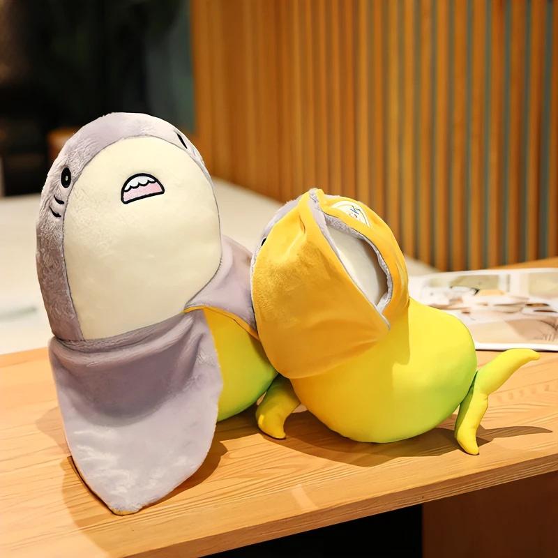 Cute Mango Shark Plush Toy Pillow For Boys And Girls Stuffed Animal Shark Doll With Pp Cotton Filling