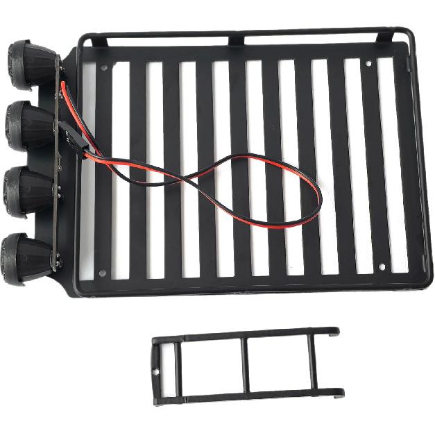 Dachgepäckträger für 1/18 RC Crawler Auto TRX4M - Dachgepäckträger mit LED-Scheinwerfern & Leiter - 1:18 RC Crawler Deko Upgrade