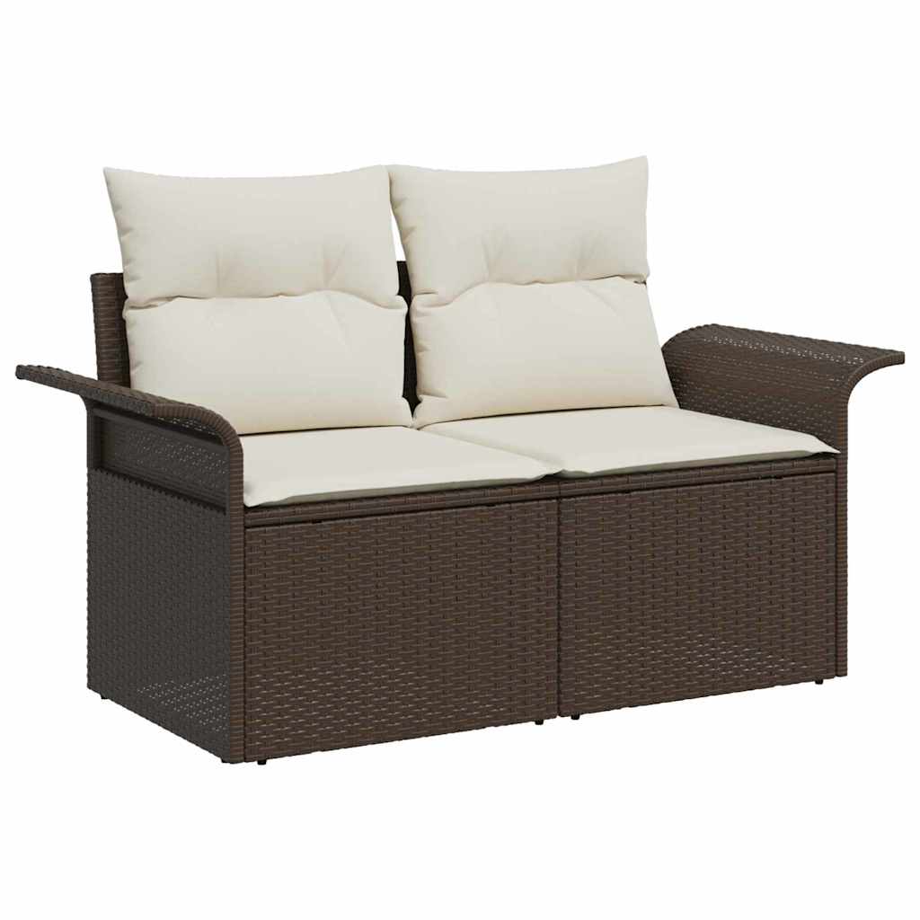 Garden Sofa Set with Cushions 4 pcs Brown Poly Rattan
