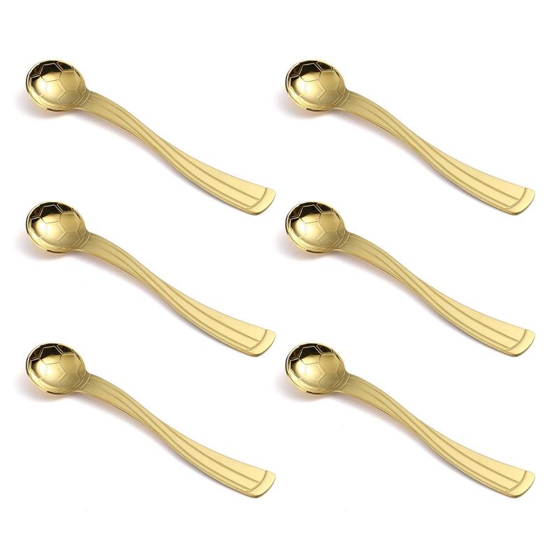 1/6Pcs Football Pattern Coffee Dessert Spoon Long Handle Stirring Spoons Stainless Steel Small Spoon Kitchen Accessorie